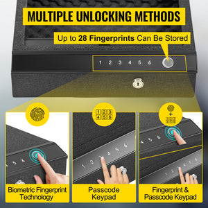 SecureTech Biometric Gun Safe | Steel Pistol Safe